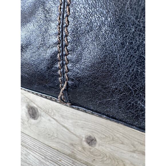 FOSSIL Long Live Vintage BLACK Leather Hathaway Tote Bag Medium - Picture 7 of 10